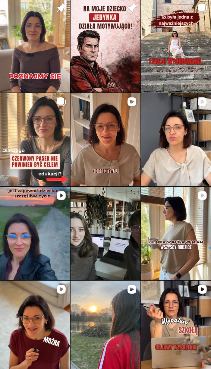 Siatka postów na @paniodszkoly